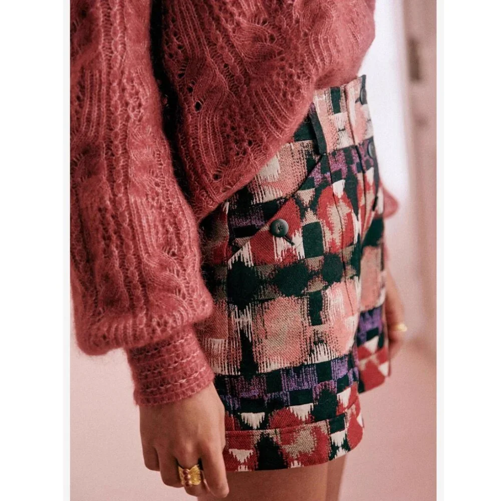 BEST Sezane Alma Cardigan Small Rosewood Pink Kid Mohair Sweater Knit French - Picture 4 of 11